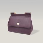 Dolce & Gabbana Sicily Small Bag Burgundy Dauphine Leather Top Handle Bag