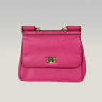 Dolce & Gabbana Sicily 26 Borsa a Mano in Pelle Fucsia e Rossa con Dettagli Dorati