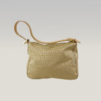 Fendi Baguette Zucca Canvas Beige FF Logo Shoulder Bag