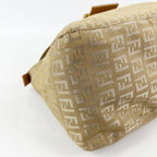 Fendi Baguette Zucca Canvas Beige FF Logo Shoulder Bag