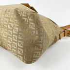 Fendi Baguette Zucca Canvas Beige FF Logo Shoulder Bag