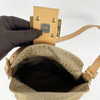 Fendi Baguette Zucca Canvas Beige FF Logo Shoulder Bag