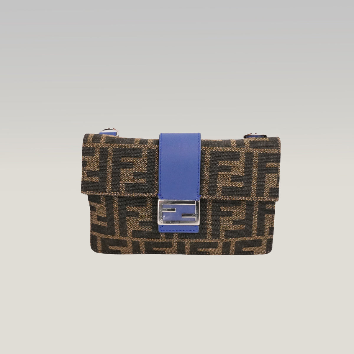 Fendi Baguette Flat Marrone in Tela FF con Dettagli in Pelle e Hardware Argentato