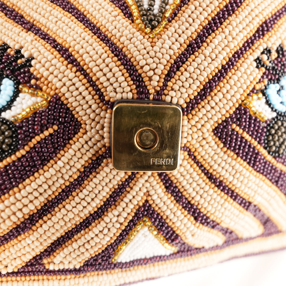 Fendi Baguette Limited Edition Marrone con Ricami e Perline Multicolore