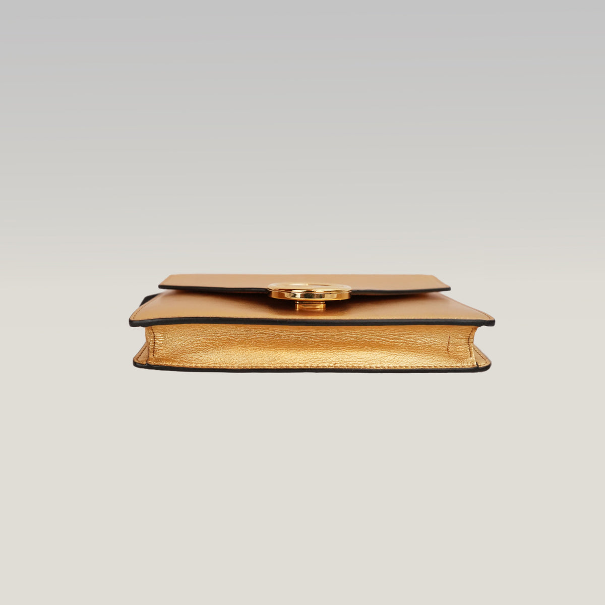 Fendi Gold Leather Wallet on Chain Bag with Gold-Tone Logo Hardware