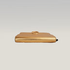 Fendi Gold Leather Wallet on Chain Bag with Gold-Tone Logo Hardware