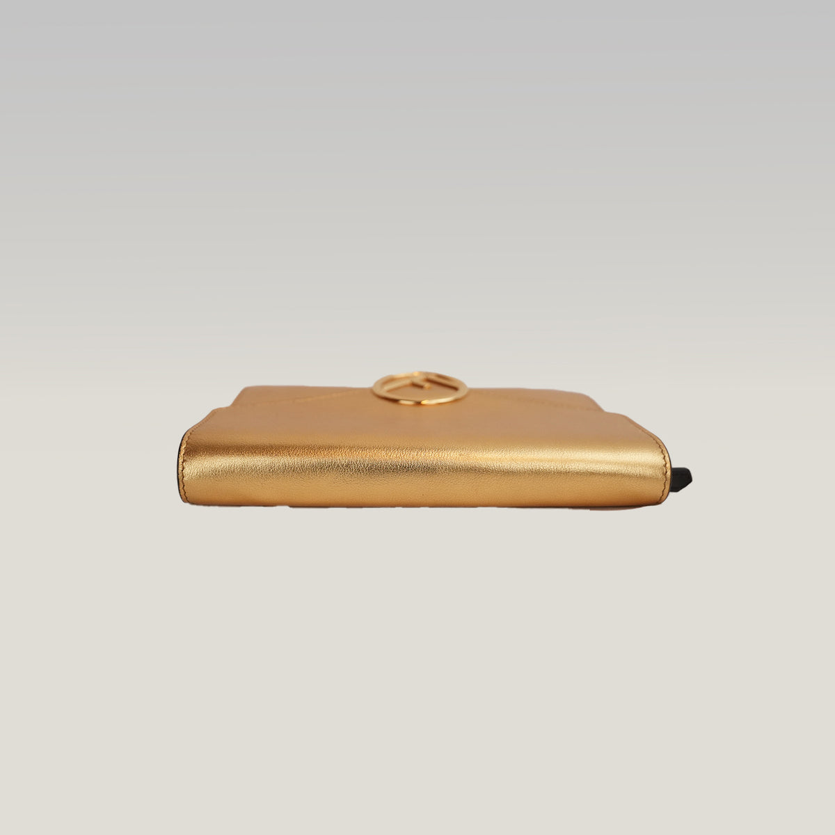 Fendi Gold Leather Wallet on Chain Bag with Gold-Tone Logo Hardware