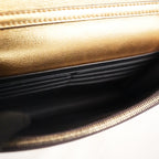 Fendi Gold Leather Wallet on Chain Bag with Gold-Tone Logo Hardware