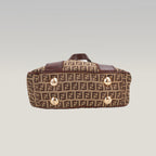 Fendi Zucca FF X-Tote Bag in Canvas Marrone e Pelle con Doppi Manici