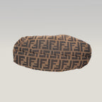 Fendi Chef Vintage Borsa a Spalla Zucca in Tela Marrone con Finiture Rosa