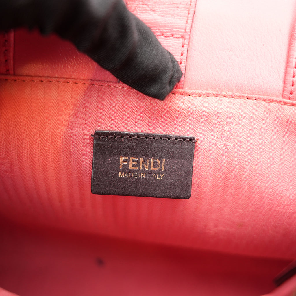 Fendi Petite 2Jours Pink Leather Tote Bag in Pelle Rosa con Charm Logo