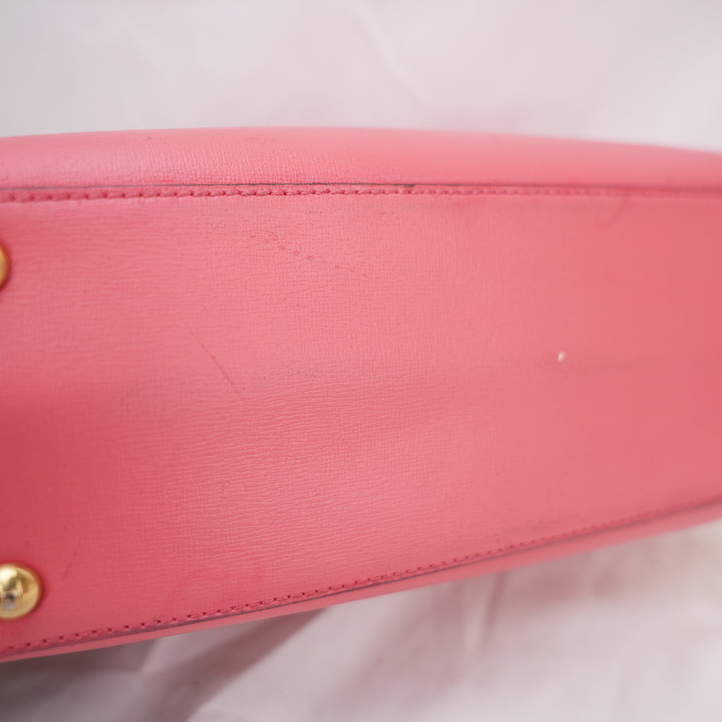 Fendi Petite 2Jours Pink Leather Tote Bag in Pelle Rosa con Charm Logo