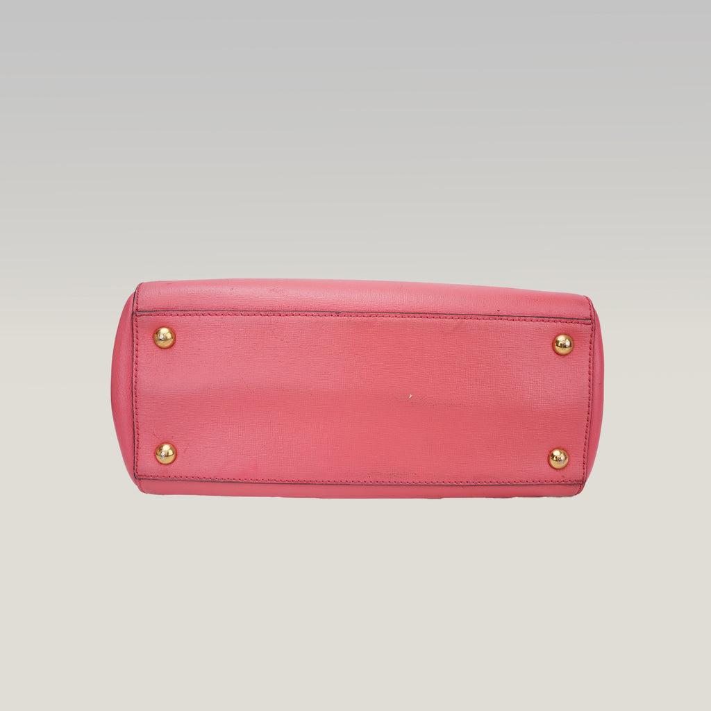 Fendi Petite 2Jours Pink Leather Tote Bag in Pelle Rosa con Charm Logo