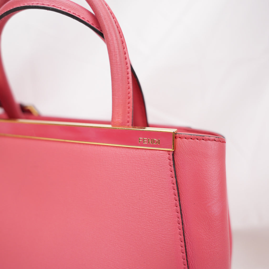 Fendi Petite 2Jours Pink Leather Tote Bag in Pelle Rosa con Charm Logo