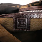 Fendi Zucca Shoulder Bag Media Marrone in Tela FF con Pelle e Hardware Argento