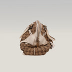 Gucci Borsa a Spalla Grande Vintage in Tela GG Beige e Pelle Bianca