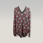 Gucci GG Diamond Maglione Uomo in Lana Nera con Logo GG Rosso e Bianco Pullover Oversize