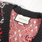 Gucci GG Diamond Maglione Uomo in Lana Nera con Logo GG Rosso e Bianco Pullover Oversize