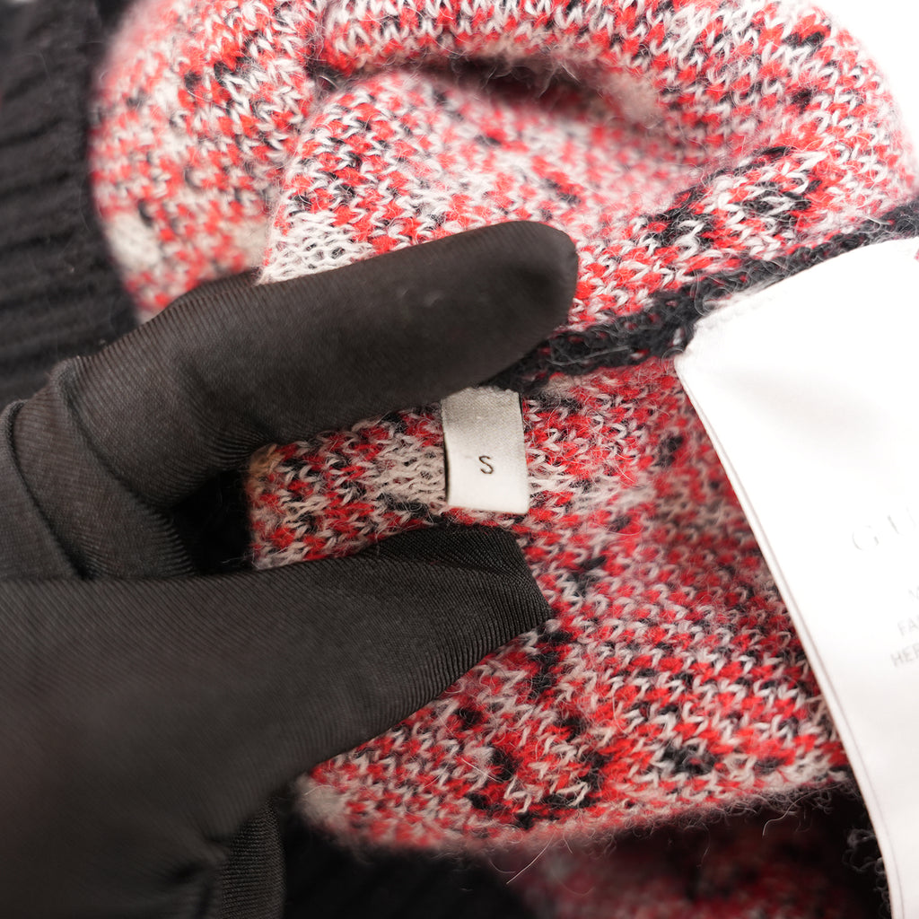 Gucci GG Diamond Maglione Uomo in Lana Nera con Logo GG Rosso e Bianco Pullover Oversize