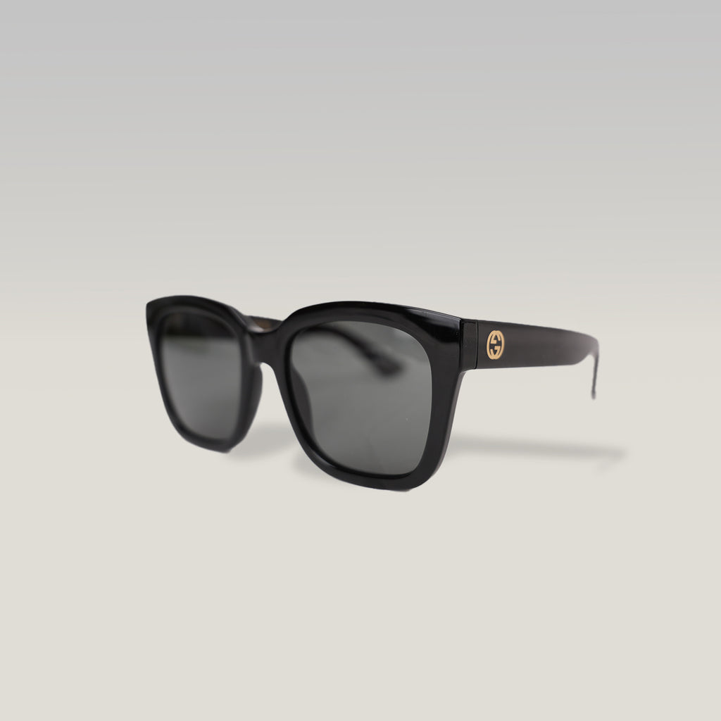 Gucci Black Oversized Square Sunglasses Grey Lenses Acetate Frame