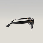 Gucci Black Oversized Square Sunglasses Grey Lenses Acetate Frame
