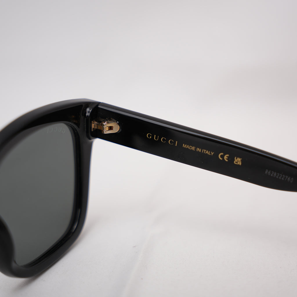Gucci Black Oversized Square Sunglasses Grey Lenses Acetate Frame