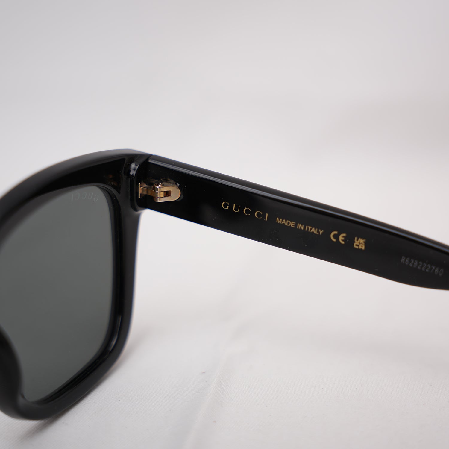 Gucci Black Oversized Square Sunglasses Grey Lenses Acetate Frame