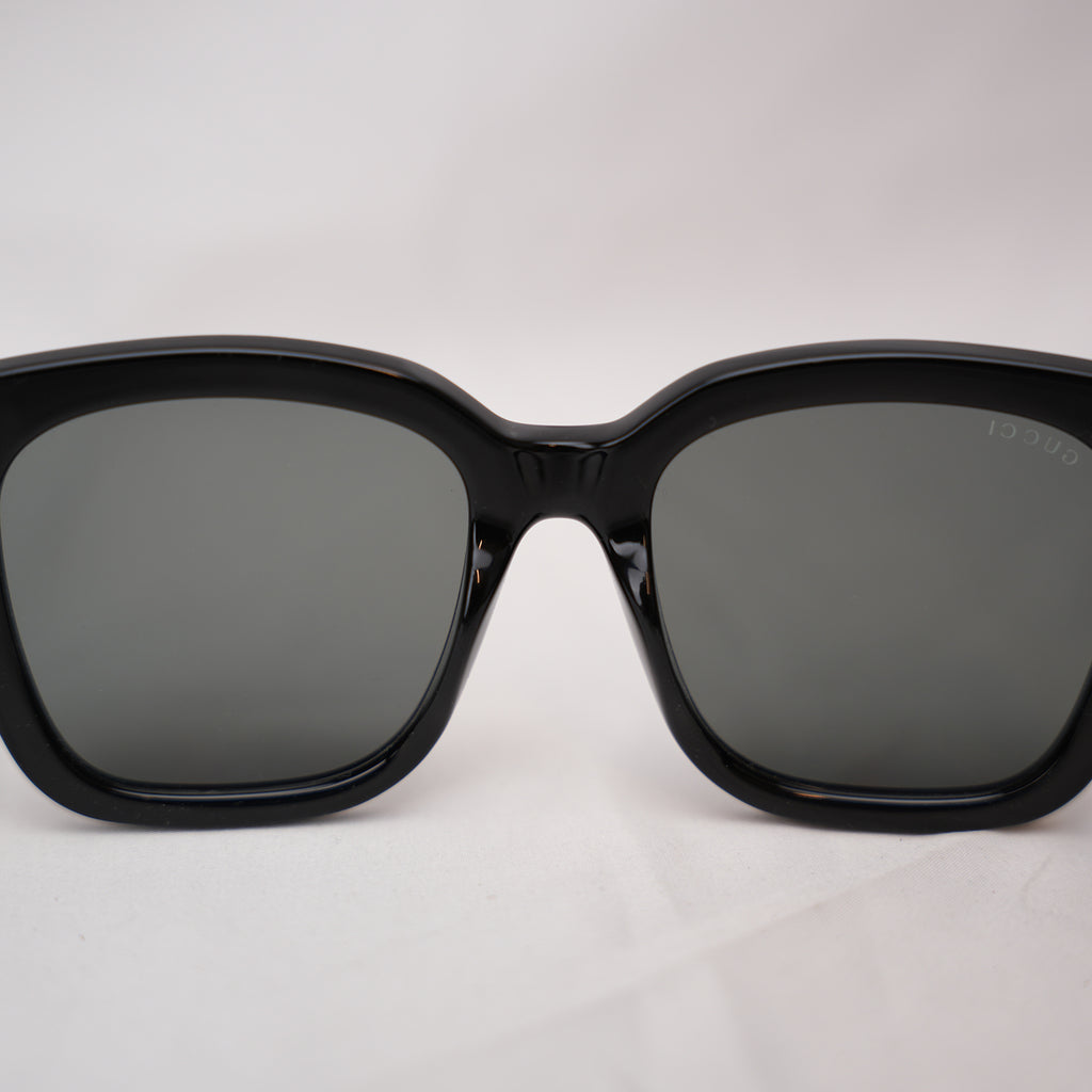 Gucci Black Oversized Square Sunglasses Grey Lenses Acetate Frame