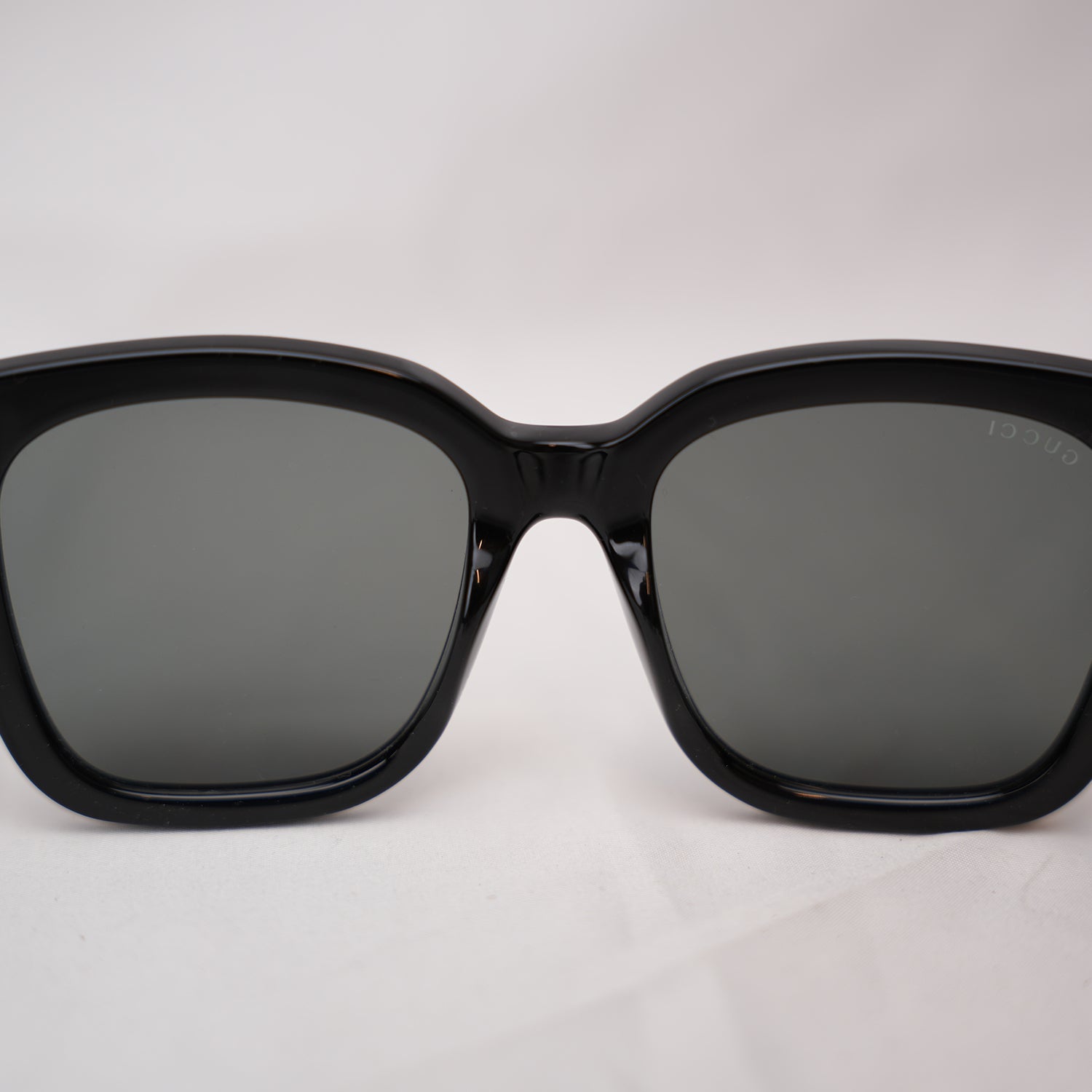 Gucci Black Oversized Square Sunglasses Grey Lenses Acetate Frame