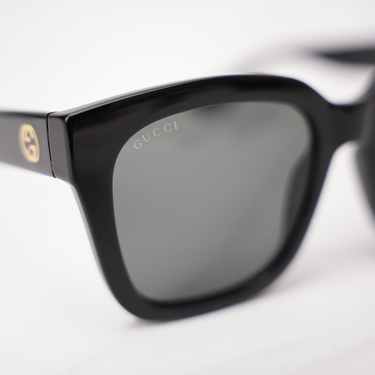 Gucci Black Oversized Square Sunglasses Grey Lenses Acetate Frame