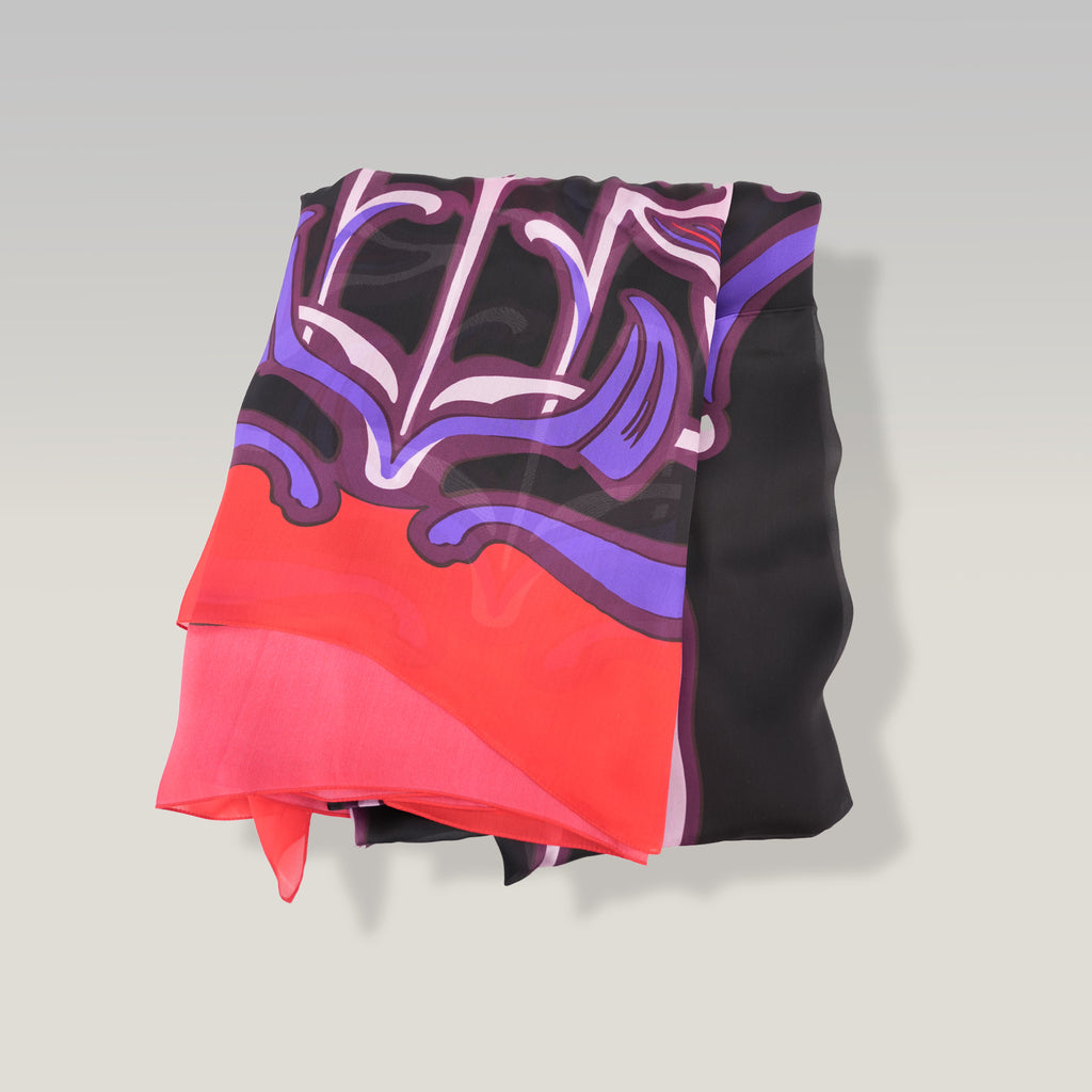 Gucci Oversized Silk Scarf Multicolor Printed Shawl Wrap