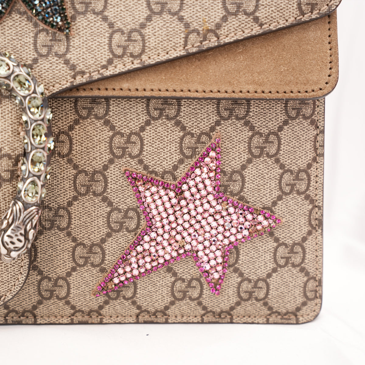 Gucci Dionysus Borsa a Spalla in Tela GG Supreme Beige con Ricami Multicolore, Cristalli e Paillettes – Dust Bag Inclusa
