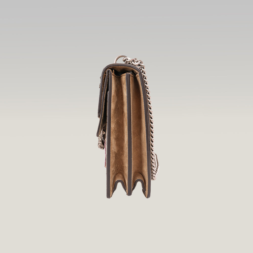 Gucci Dionysus Borsa a Spalla in Tela GG Supreme Beige con Ricami Multicolore, Cristalli e Paillettes – Dust Bag Inclusa