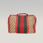 Gucci Ophidia Boston 32 GG Canvas Beige con Web Stripe Verde/Rosso e Finiture in Pelle Rossa
