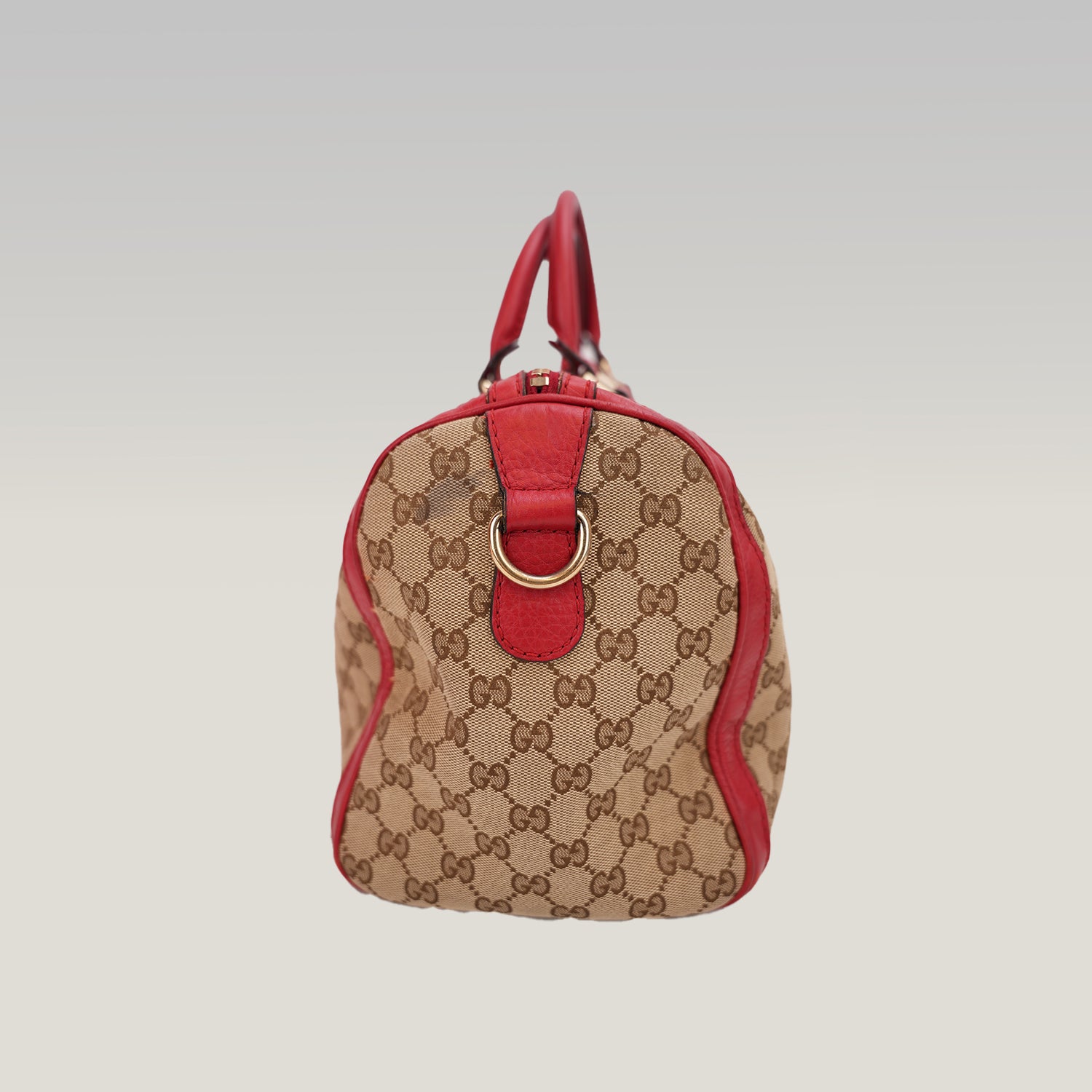 Gucci Ophidia Boston 32 GG Canvas Beige con Web Stripe Verde/Rosso e Finiture in Pelle Rossa