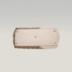 Gucci New Britt GG Canvas Tote Bag Beige Ebony Canvas & White Leather Medium