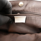 Gucci New Britt GG Canvas Tote Bag Beige Ebony Canvas & White Leather Medium