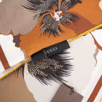 Gucci Foulard in Seta 60 Flora Floral Print Bianco Marrone e Giallo