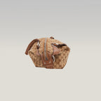 Gucci Bamboo Borsa a Spalla in Tela GG Monogram Beige e Marrone con Finiture in Pelle e Dettagli Bamboo