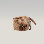 Gucci Bamboo Borsa a Spalla in Tela GG Monogram Beige e Marrone con Finiture in Pelle e Dettagli Bamboo