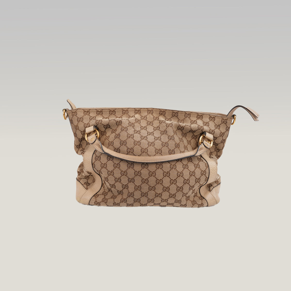 Gucci Miss GG Borsa a Spalla in Tela GG Monogram Beige e Marrone con Finiture in Pelle Beige e Dettagli Dorati