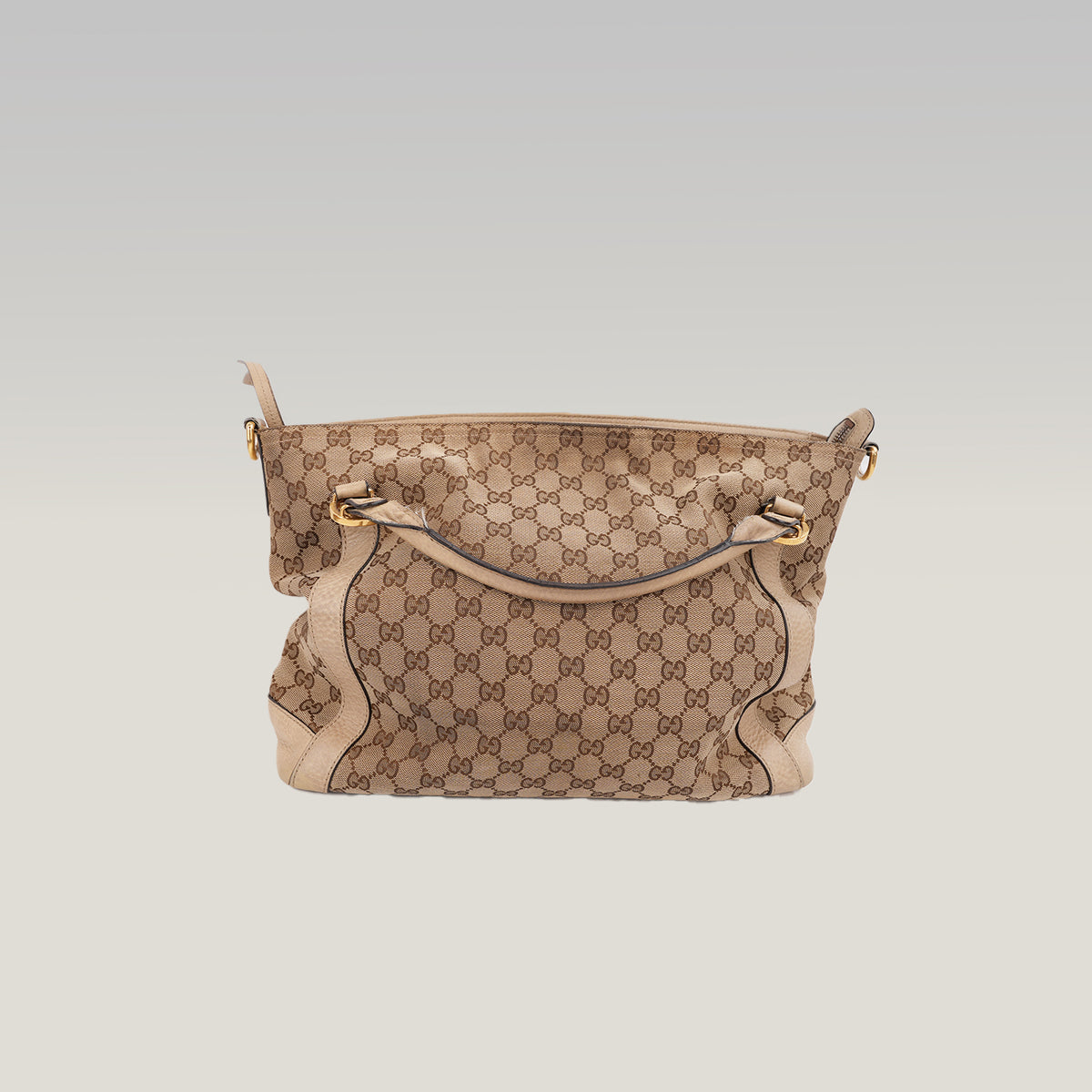 Gucci Miss GG Borsa a Spalla in Tela GG Monogram Beige e Marrone con Finiture in Pelle Beige e Dettagli Dorati