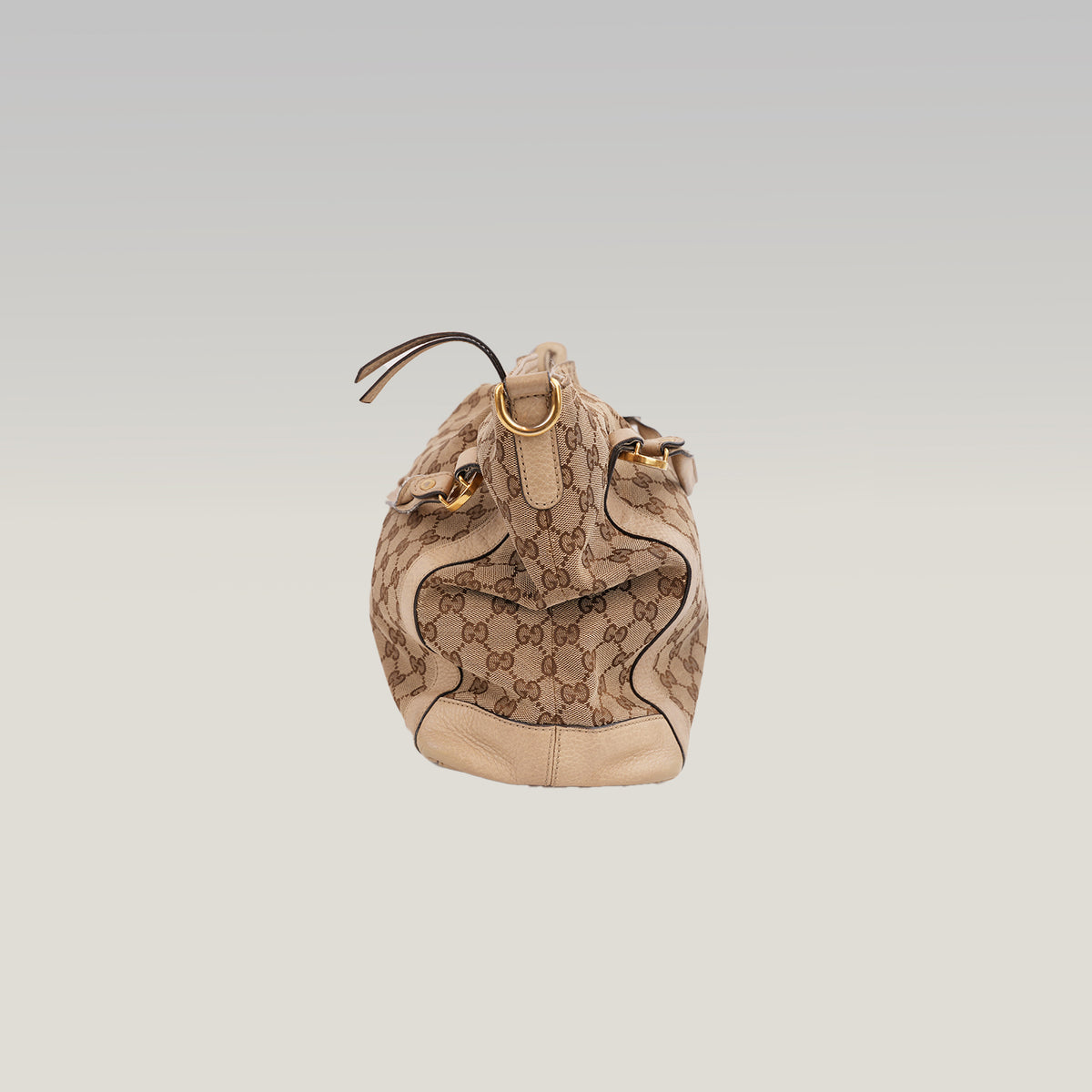Gucci Miss GG Borsa a Spalla in Tela GG Monogram Beige e Marrone con Finiture in Pelle Beige e Dettagli Dorati