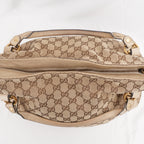 Gucci Miss GG Borsa a Spalla in Tela GG Monogram Beige e Marrone con Finiture in Pelle Beige e Dettagli Dorati