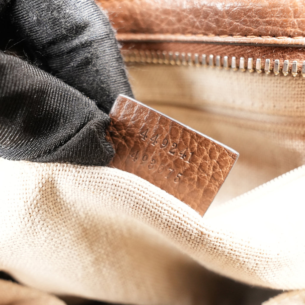 Gucci Bree Small Borsa a Mano in Tela GG Supreme Beige e Marrone con Finiture in Pelle