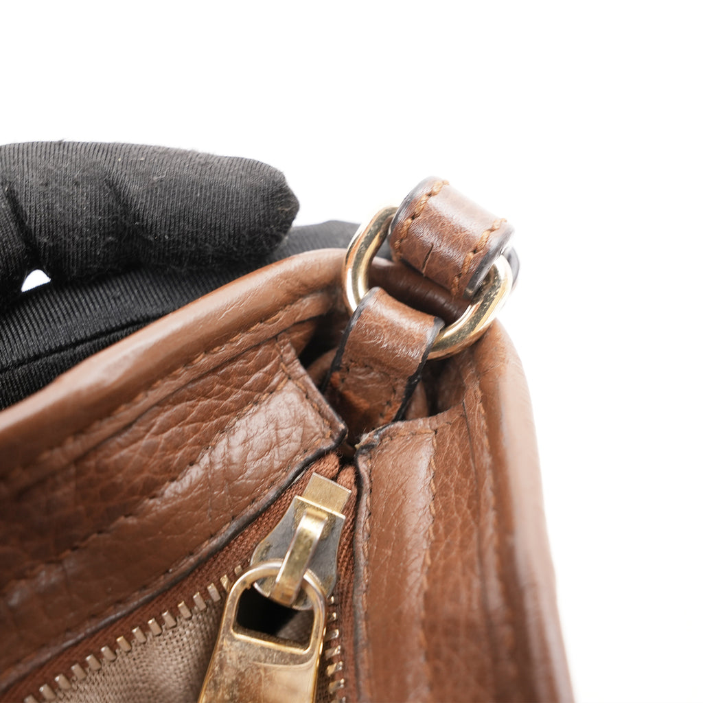 Gucci Bree Small Borsa a Mano in Tela GG Supreme Beige e Marrone con Finiture in Pelle