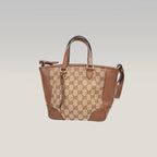 Gucci Bree Small Borsa a Mano in Tela GG Supreme Beige e Marrone con Finiture in Pelle