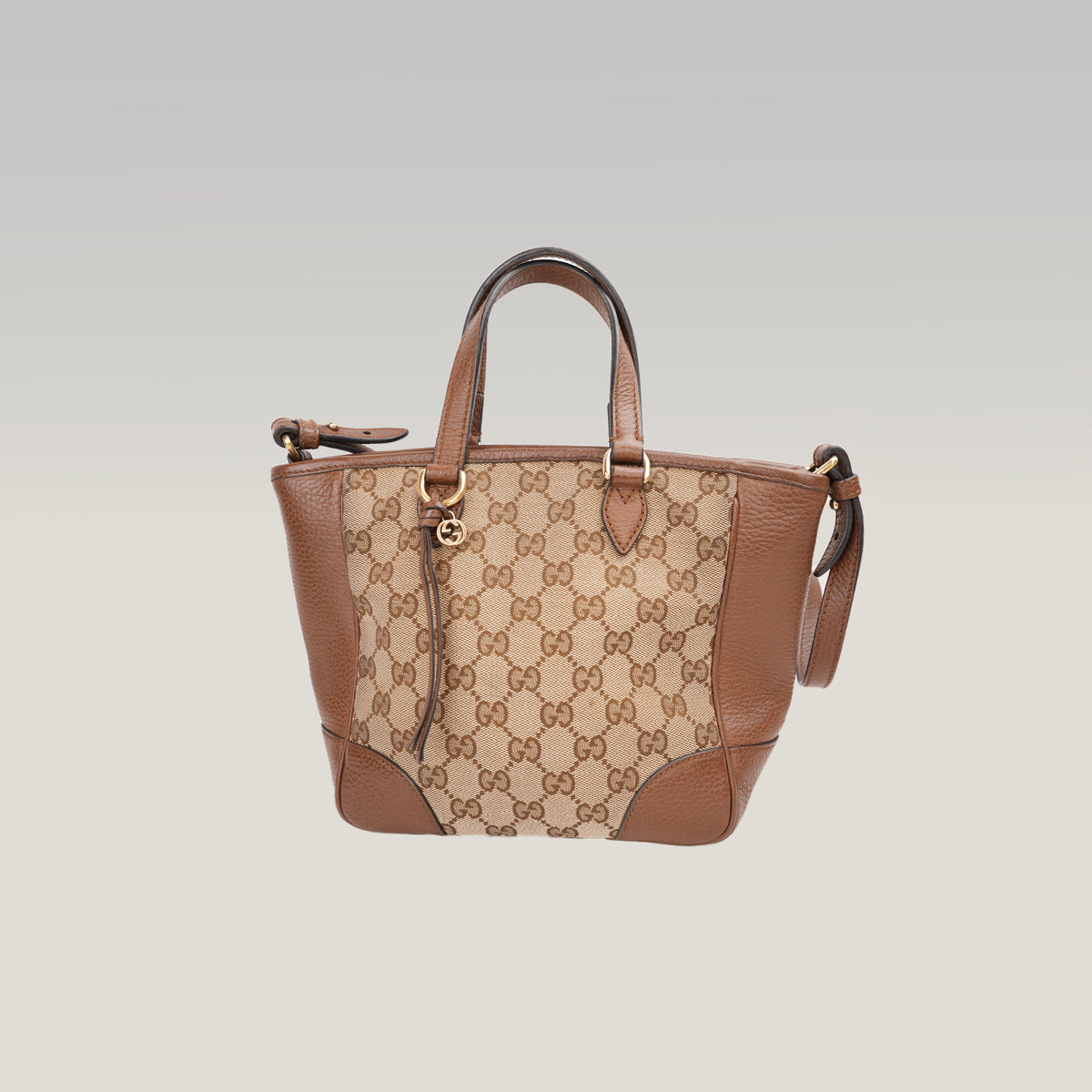 Gucci Bree Small Borsa a Mano in Tela GG Supreme Beige e Marrone con Finiture in Pelle