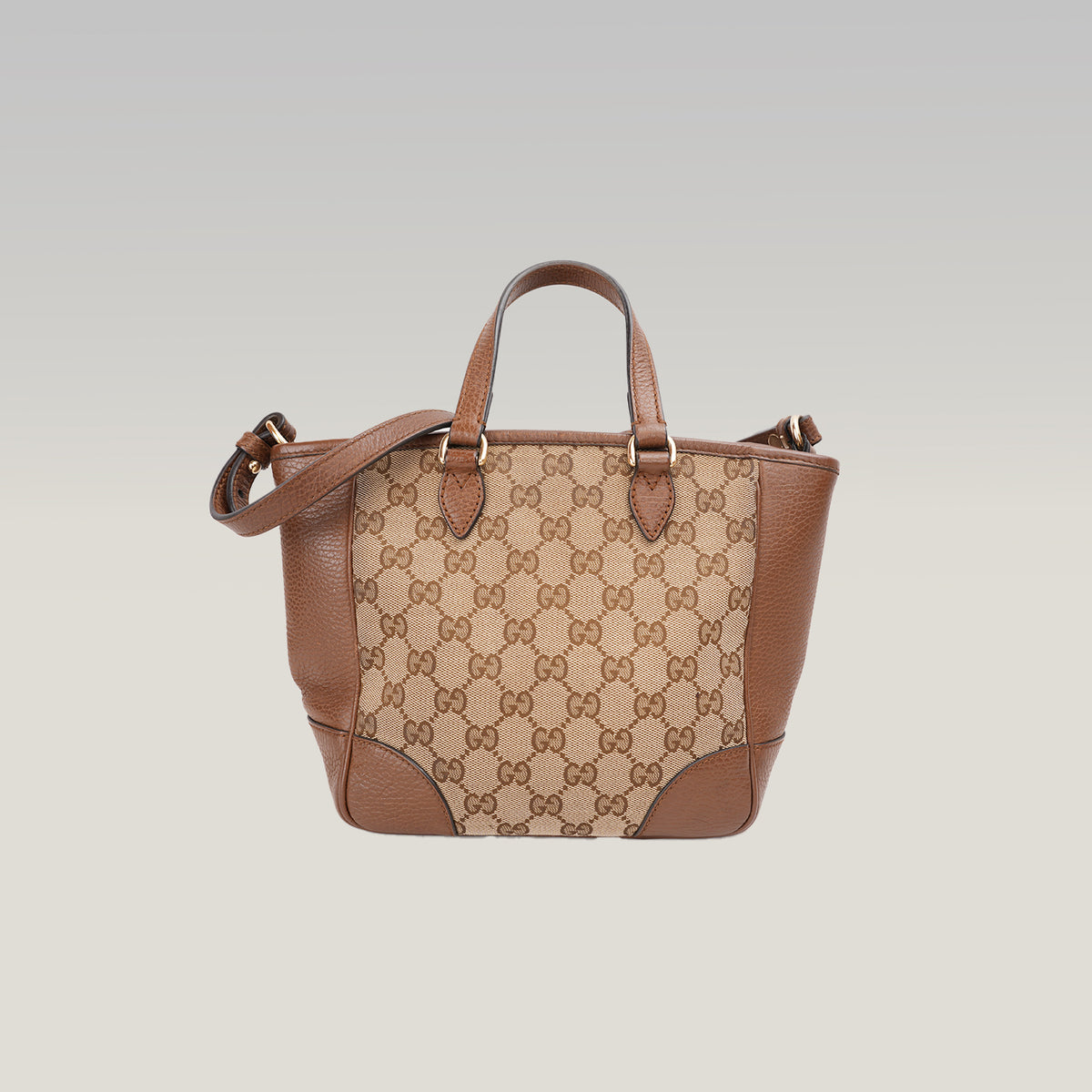 Gucci Bree Small Borsa a Mano in Tela GG Supreme Beige e Marrone con Finiture in Pelle