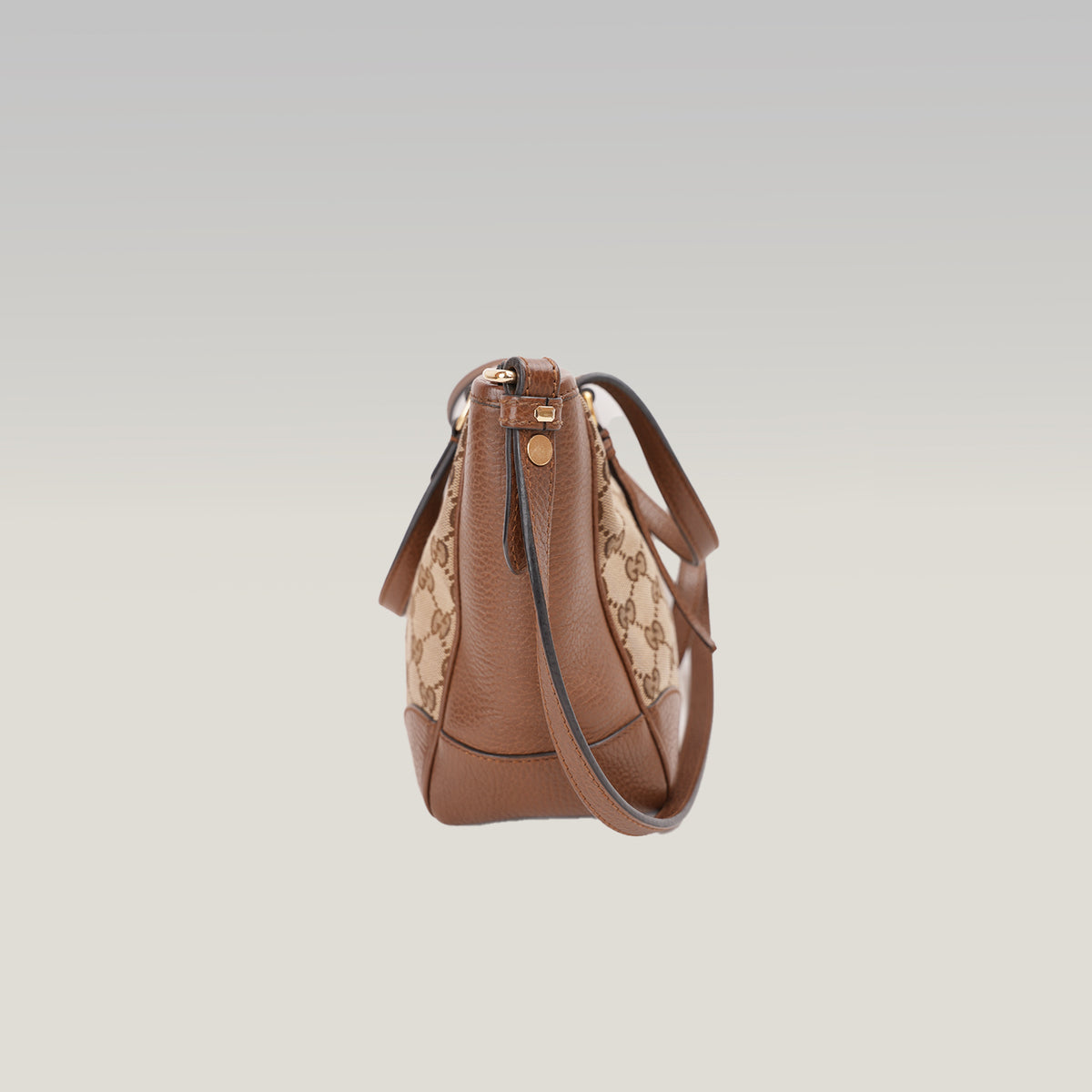 Gucci Bree Small Borsa a Mano in Tela GG Supreme Beige e Marrone con Finiture in Pelle